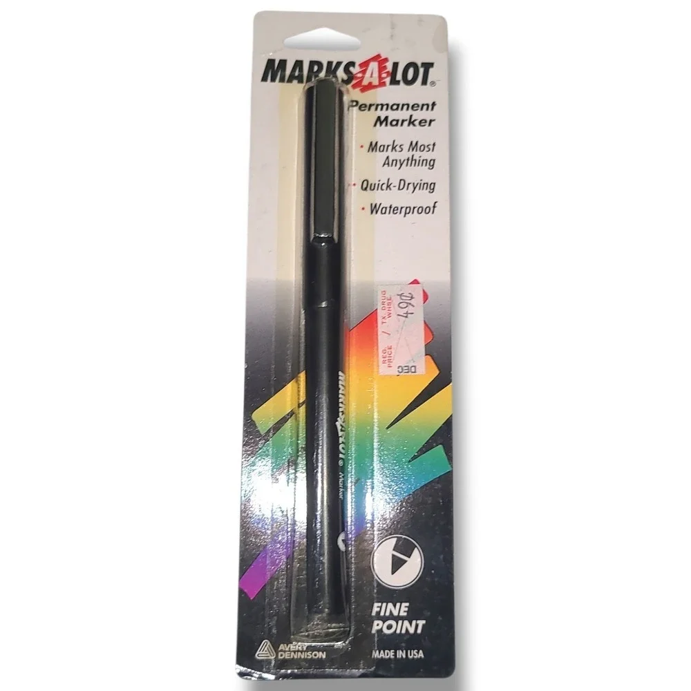 Vintage Avery Dennison Marks-A-Lot Black Permanent Marker New Carded 4535-8